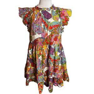 NWT Caroline Constas Papillon Butterfly Flutter Sleeve Dress Sz M